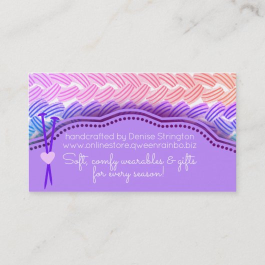 編み物針手織り糸編みかぎ針編み 名刺 (裏面)