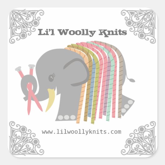 編み物針糸ゾウ毛マンモス スクエアシール (正面)