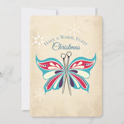 編み物針蝶ニッタークリスマスカード シーズンカード (正面)
