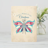 編み物針蝶ニッタークリスマスカード シーズンカード (スタンド正面)