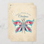編み物針蝶ニッタークリスマスカード シーズンカード (正面/裏面)
