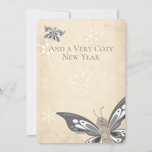 編み物針蝶ニッタークリスマスカード シーズンカード (裏面)