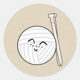 編み物針&糸マンガ♥工芸品 ラウンドシール