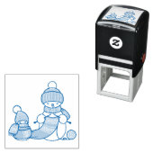 編み物雪だるまニットハットとスカーフ セルフインキングスタンプ (インサイチュ)