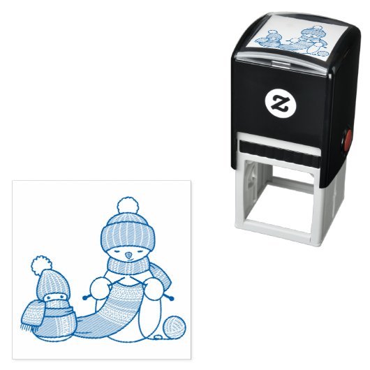 編み物雪だるまニットハットとスカーフ セルフインキングスタンプ (インサイチュ)