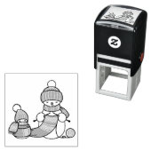 編み物雪だるまニットハットとスカーフ セルフインキングスタンプ (インサイチュ)