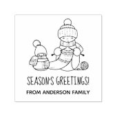 編み物雪だるま季節のごあいさつ セルフインキングスタンプ (デザイン)