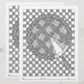 編み物風の切り抜きパイのぬりえページ (正面/裏面)