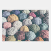 編み物、かぎ取り羊毛糸玉 ラッピングペーパーシート (正面)