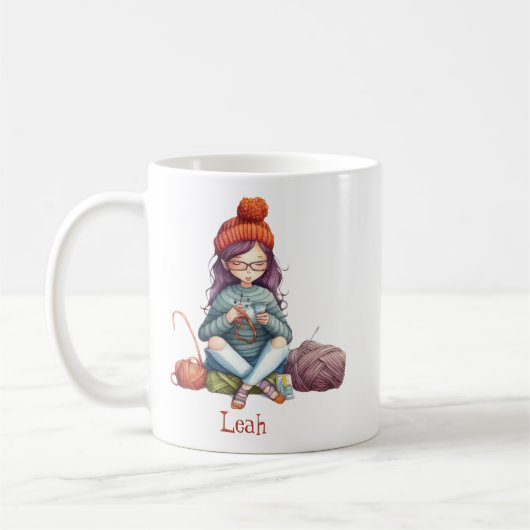 編み物/クロチェーターラバーズマグカップ コーヒーマグカップ (左)