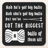 編み物・大きな玉の糸工芸品ダーク スクエアペーパーコースター (正面)