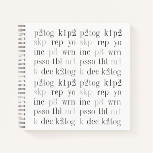 編み物WORDS 8.5"角スパイラルノートブック ノートブック (正面)