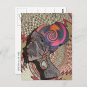 編み籠のアフリカ人女性プロフィール ポストカード (正面/裏面)