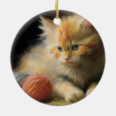 編み糸でオレンジ遊色の子猫を起こす セラミックオーナメント (裏面)