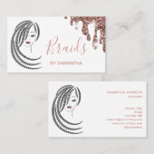 編み編み髪アフロ・アメリカ人女性 名刺 (正面/裏面)