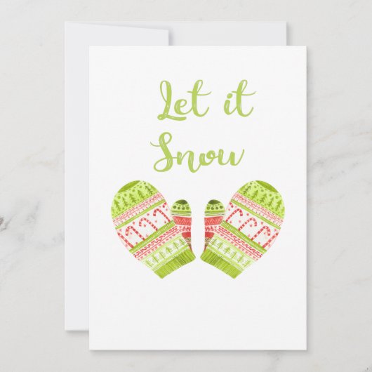 編み込みのクリスマスミトン シーズンカード (正面)