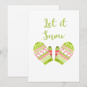 編み込みのクリスマスミトン シーズンカード (正面/裏面)