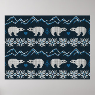 編み込みの冬のヴィンテージシームレス装飾パターン ポスター