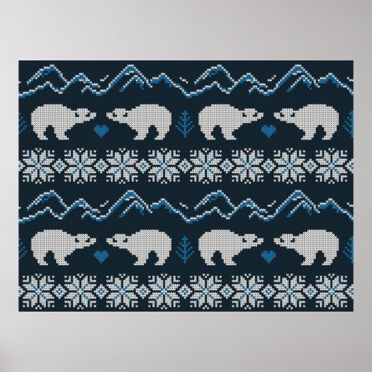 編み込みの冬のヴィンテージシームレス装飾パターン ポスター (正面)