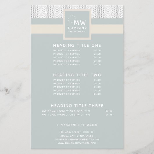 編み込みパターン モダン プロフェッショナル ハンドメイド チラシ (正面)