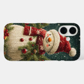 編み込み雪だるまのクリスマスリース クリスマスの飾り Case-Mate iPhoneケース (裏面 (横))