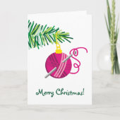 編むかぎ針編みヤーンの球のクリスマスの休日 シーズンカード (正面)