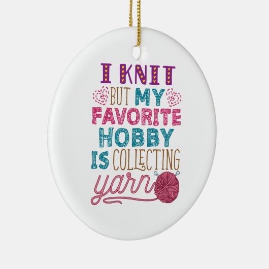 編むが糸を集めお気に入りのるのが趣味だ セラミックオーナメント (右)
