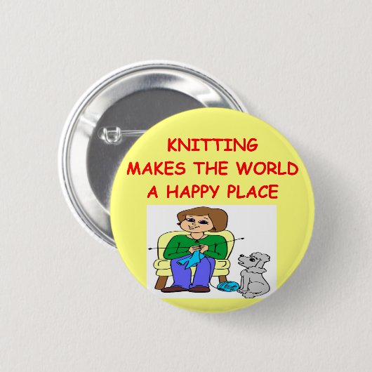 編むこと 缶バッジ (正面&裏面)