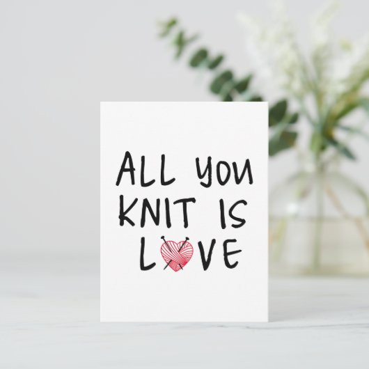 編むのはハート形の赤い糸が大好き ポストカード (スタンド正面)