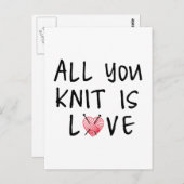 編むのはハート形の赤い糸が大好き ポストカード (正面/裏面)