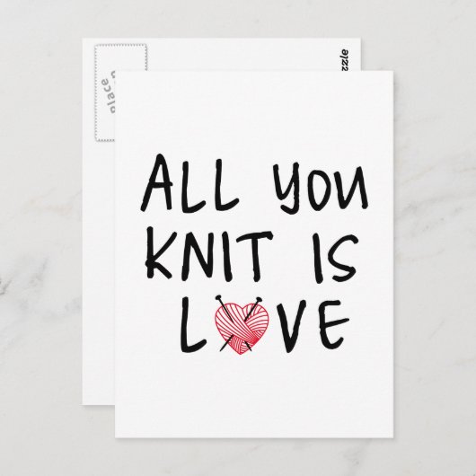 編むのはハート形の赤い糸が大好き ポストカード (正面/裏面)