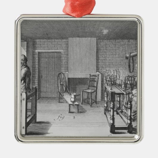 編むストッキングのための織機 メタルオーナメント (正面)