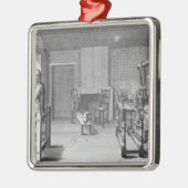 編むストッキングのための織機 メタルオーナメント (左)