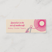 編むピンクのクリーム色の細い名刺 スキニー名刺 (裏面)