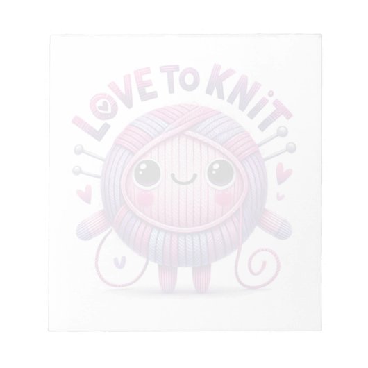 編む愛引用文かわいいピンク紫の玉の糸 ノートパッド (正面)