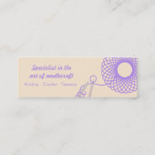 編む紫色のクリーム色の細い名刺 スキニー名刺 (裏面)