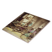 編んでいる日本のな女性c.1890 (手色のphot タイル (側面)