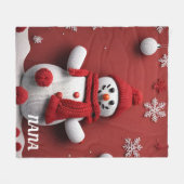 編パーソナライズされた雪だるま フリースブランケット (正面(横))