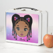 編パーソナライズされた髪ベビーガール メタルランチボックス (インサイチュ)