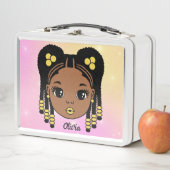 編パーソナライズされた髪ベビーガール メタルランチボックス (インサイチュ)