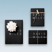 編モダンミニマル集可能な名前 | ブラック&ホワイト ラッピングペーパーシート