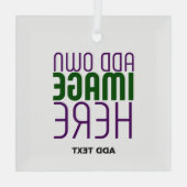 編モダン集シンプル可能な白画像文字テンプレート ガラスオーナメント (裏面)