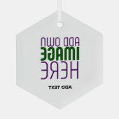 編モダン集シンプル可能な白画像文字テンプレート ガラスオーナメント (裏面)