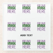 編モダン集シンプル可能な白画像文字テンプレート ガラスコースター (正面)