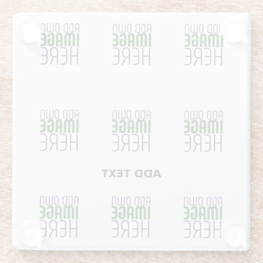 編モダン集シンプル可能な白画像文字テンプレート ガラスコースター (裏面)
