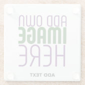 編モダン集シンプル可能な白画像文字テンプレート ガラスコースター (裏面)