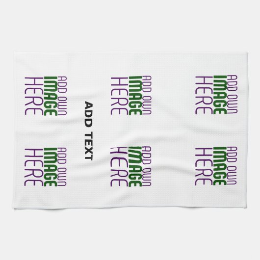 編モダン集シンプル可能な白画像文字テンプレート キッチンタオル (横)