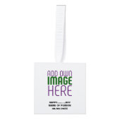 編モダン集シンプル可能な白画像文字テンプレート キューブオーナメント (正面)