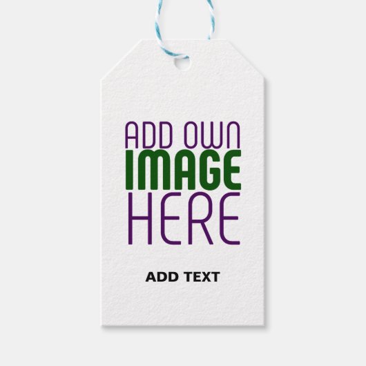 編モダン集シンプル可能な白画像文字テンプレート ギフトタグ (正面)