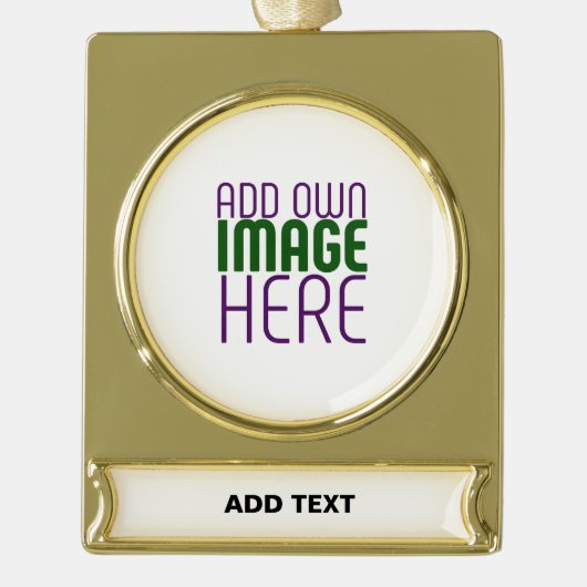 編モダン集シンプル可能な白画像文字テンプレート ゴールドプレートバナーオーナメント (正面)